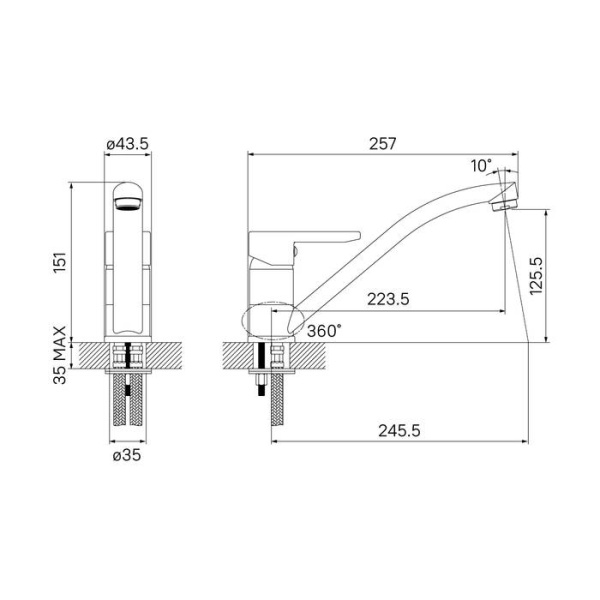 Смеситель для кухонной мойки IDDIS Sena (SENSB00i05)